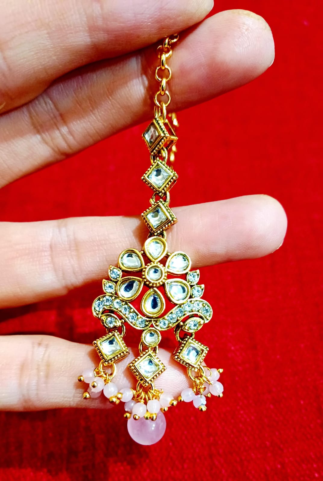 Royal Blush Pearl Kundan Choker Set with Jhumka Earrings