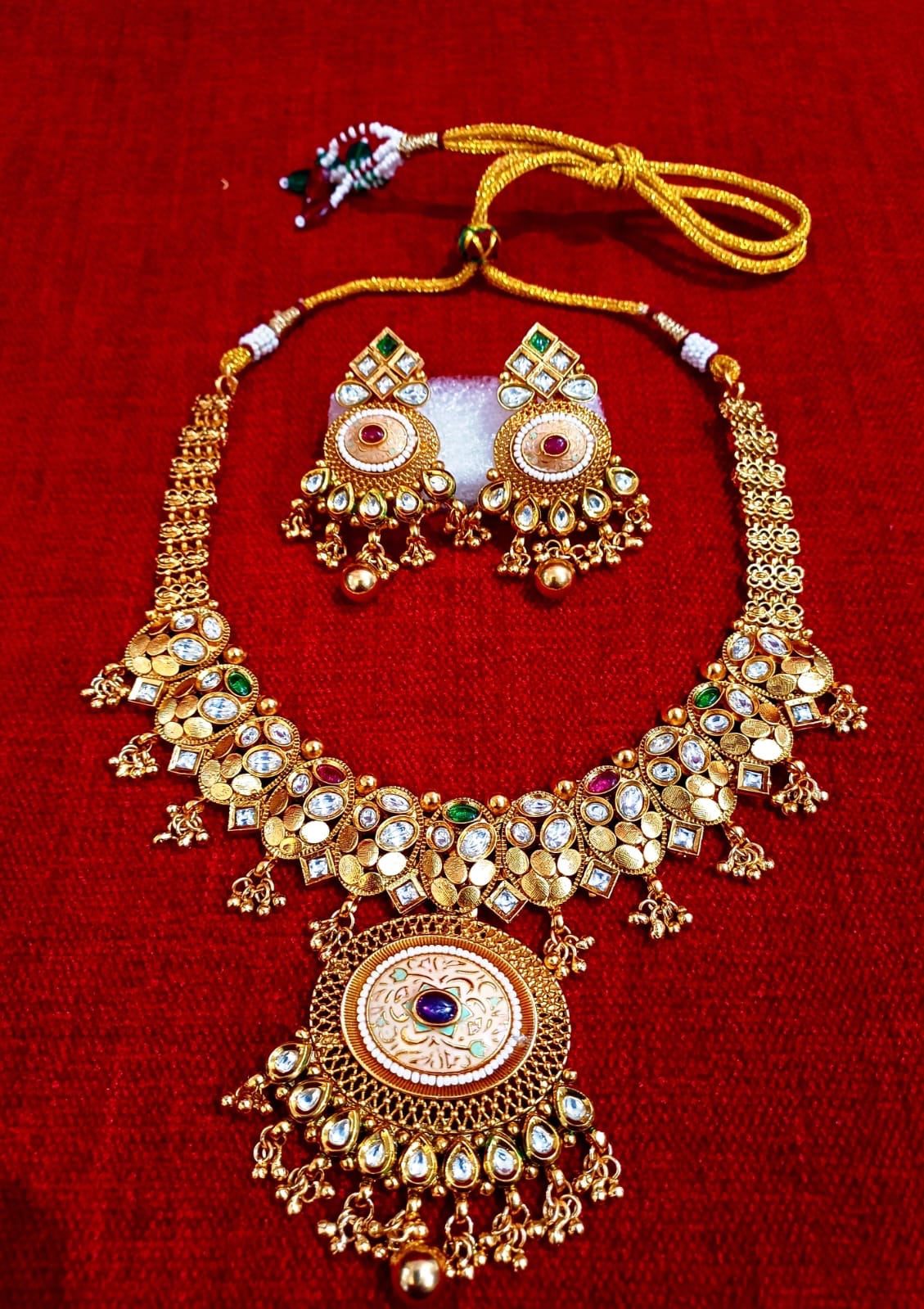 Brass High Gold Necklace Set