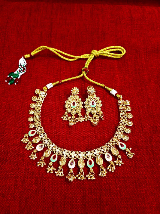 Brass High Gold Necklace Set