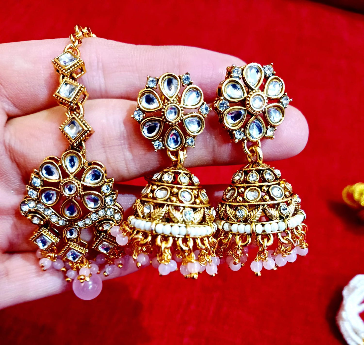 Royal Blush Pearl Kundan Choker Set with Jhumka Earrings