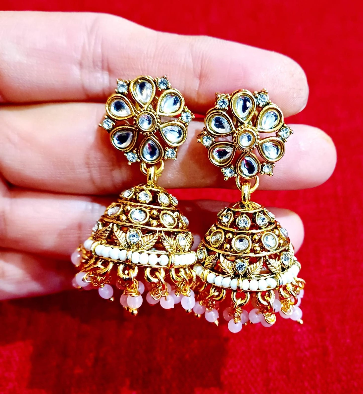 Royal Blush Pearl Kundan Choker Set with Jhumka Earrings